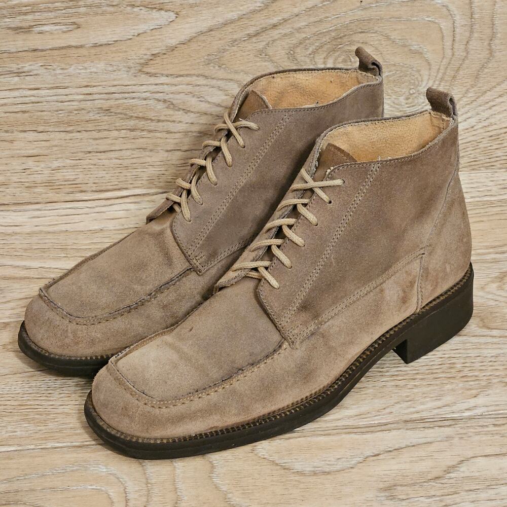 Bandolino Tan Suede Chukka Lace Up Boots Womens Size 8.5 Made in Italy Shoes